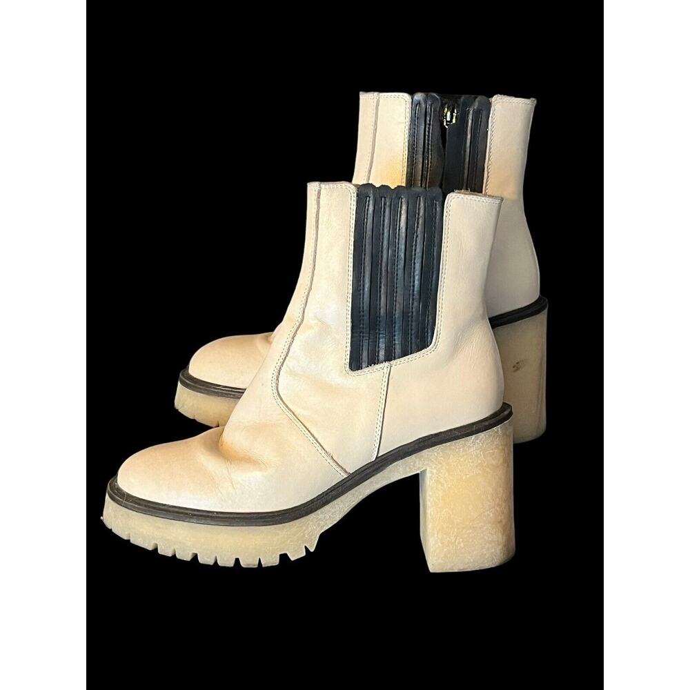 Free People James Chelsea Boot •EUR 38 US 8• Cream White Chunky Heel Leather - Picture 10 of 16